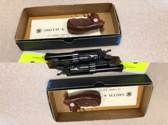 SMITH AND WESSON 36 38 SPL 3" WITH BOX HOLSTER AND SPARE GRIPS  S/N 425884, Tag#2581