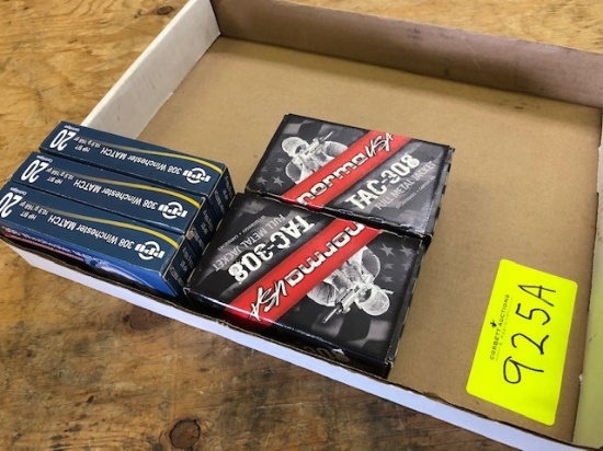 100 ROUNDS NORMA TAC 308 FMJ, 60 ROUNDS PPU MATCH 168 GRN HPBT