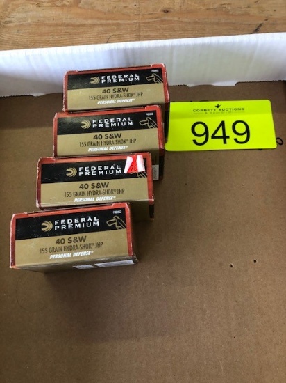 80 ROUNDS FEDERAL PREMIUM 40SW 155GRN HYDRA SHOK JHP