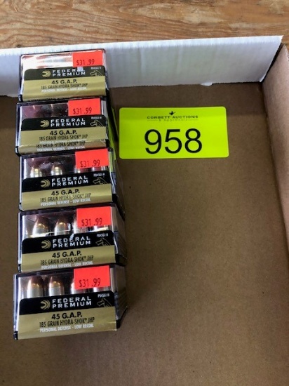 100 ROUNDS FEDERAL PREMIUM 45 G.A.P. 185GRN HYDRA SHOK JHP