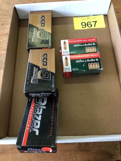 250 ROUNDS 380 AUTO: (150) BLAZER 95 GRN FMJ, (100) SELLIER & BELLOT 92 GRN
