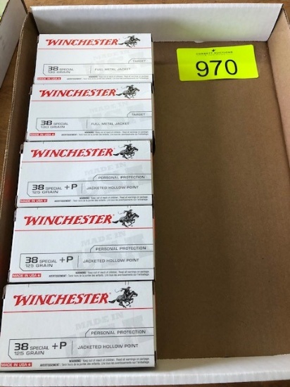 250 ROUNDS WINCHESTER 38 SPECIAL: (150) 125 GRN FP JHP, (100) 130 GRN FMJ