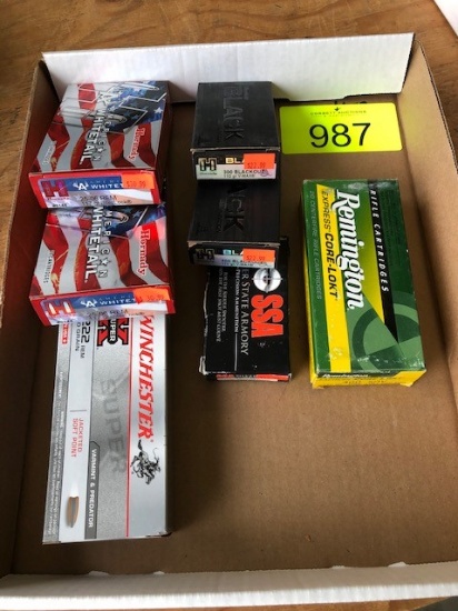 MISC AMMO: (40) HORNADY 25-06 117 GRN, (20) WINCHESTER 222 SO GRN JSP, (40) HORNADY 300 BLACKOUT 110