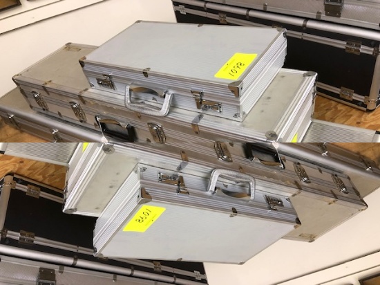 (2) ALUMINUM RIFLE CASES, (1) ALUM. PISTOL CASE