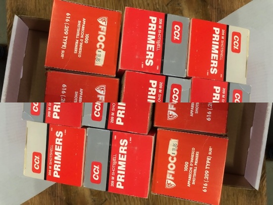 (4) BOXES OF 1,000 CCI SHOTSHELL PRIMERS AND (2) BOXES OF 1000 FIOCCHI SHOTSHELLS PRIMERS