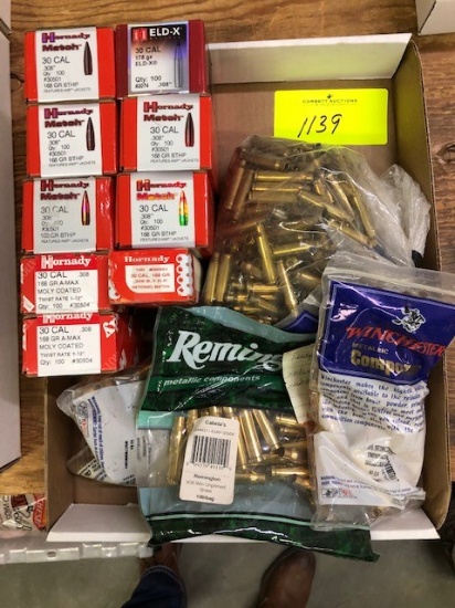 (7) BOXES HORNADY 30 CAL BULLETS 168GRN BTHP, (2) BOXES HORNADY 30 CAL BULLETS 168 GRN MOLY COATED,