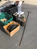 TOOL GROUP: GRINDER, STOP SIGNS, BOOTS, PLUGS, WATER KEY, SAFETY GLASSES