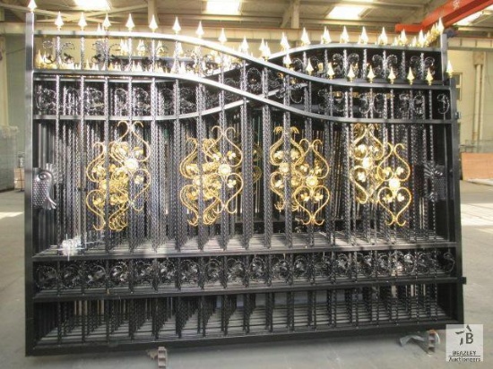 Unused 20ft. Heavy Duty Bi-Parting Wrought Iron Driveway Gate (to sell as one pair)
