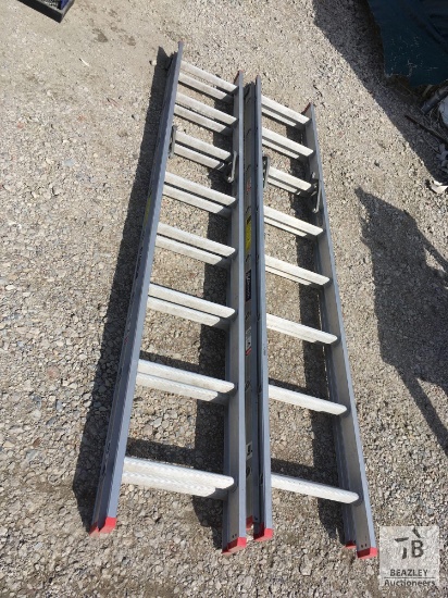 Lot of (2) Louisville 16 ft Aluminum Extension Ladder