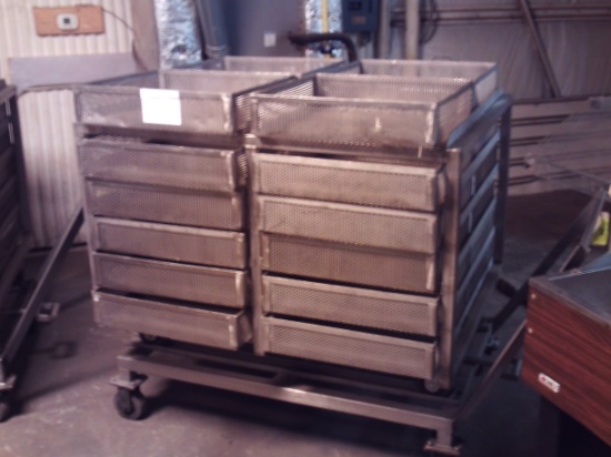 Roll Around Metal Cart With Trays