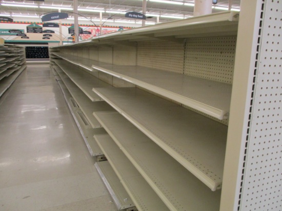 19 Sections of 4' Shelving Dbl Sided
