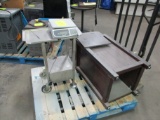 SS Scale Cart & Wood Trash Can