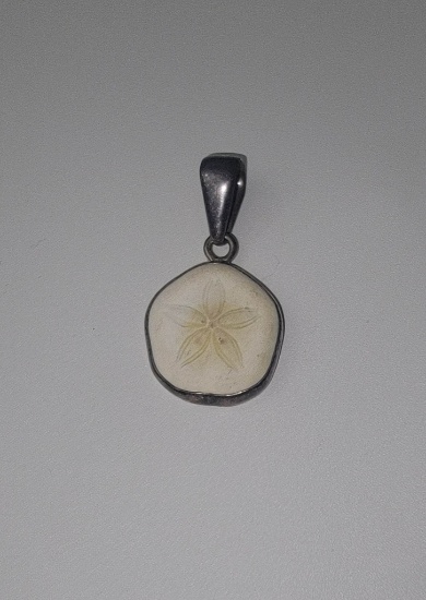 Marked Sterling Silver Pendant With Sand Dollar