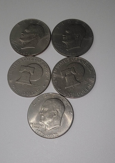 1776-1976 Eisenhower Liberty Bell Moon Clad Silver One Dollar Bicentennial Coins