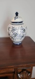Blue & White Floral Porcelain Ginger Jar