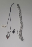 Marked Sterling Silver Bracelet,Necklace&Pendant