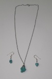 Sterling Silver & Turquoise Necklace & Matching Earrings