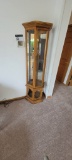 Vintage Oak Lighted Curio Cabinet