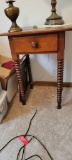 Vintage Walnut Bobbin Spool Leg Night Stand