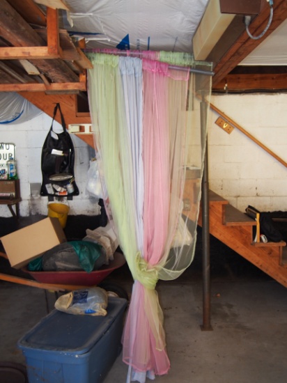 Yellow/blue/pink sheer curtains