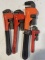 Assorted Heavy Duty Solid Steel Pipe Wrench Set