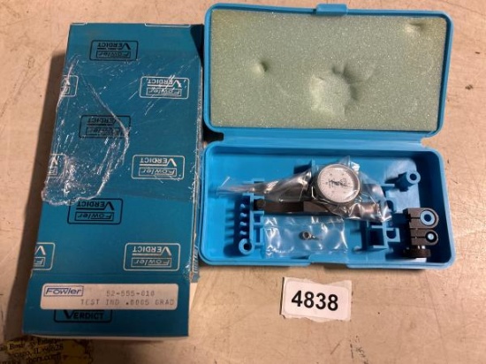 Fowler Verdict Dial Test Indicator 52-555-010 with Blue Case, .0005" Graduation