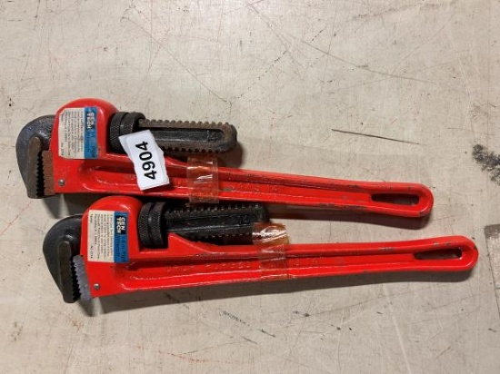 14 in. Red Pipe Wrench, Drop Forged Steel - Qty 2