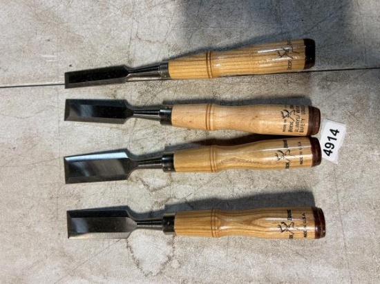 Buck Bros Made in USA Wood Chisel Set of 4 with Safety Handle
