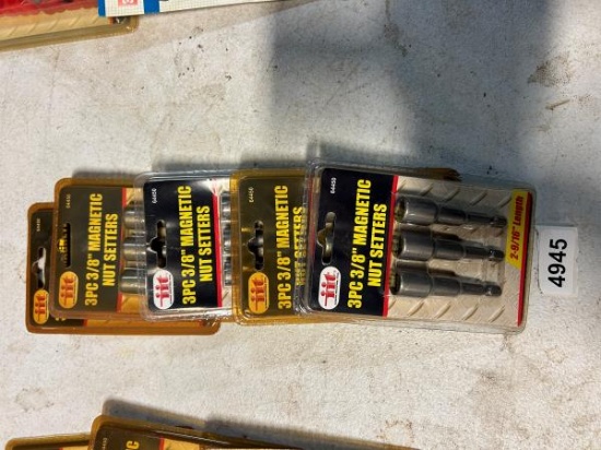 Illinois Industrial Tool 3PC 3/8" Magnetic Nut Setters, 2-9/16" Length - Quantity 5