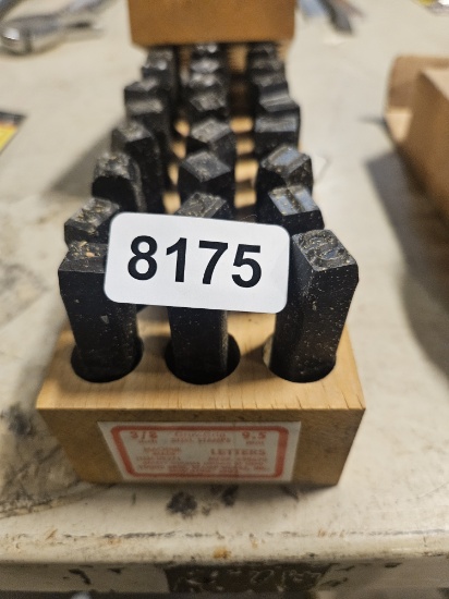 Young Bros 3/8 Inch Steel Stamp Set with Wooden Block - Numbers 0-9