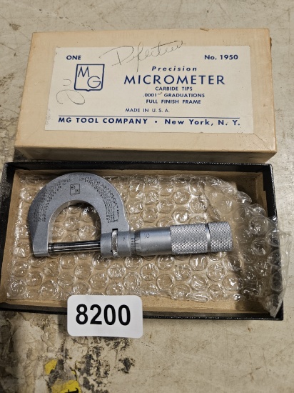 MG Tool Company Precision Micrometer No. 1950 - Carbide Tips, 0.0001" Graduations, Full Finish Frame