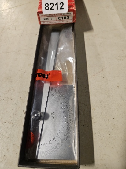 Starrett C183 Metal Protractor with Circular Ruler in Original Packaging