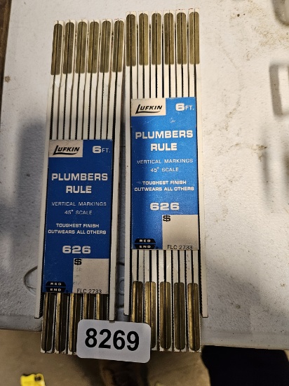 Lufkin 6FT Plumbers Rule with Vertical Markings and 45Â° Scale - qty 2