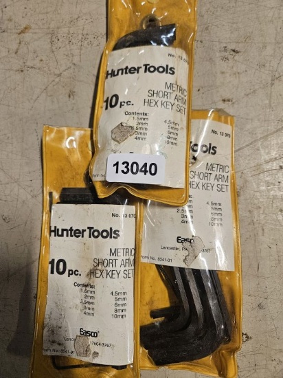 Hunter Tool 10pc Metric Short Arm Hex Key Set - 3 Qty
