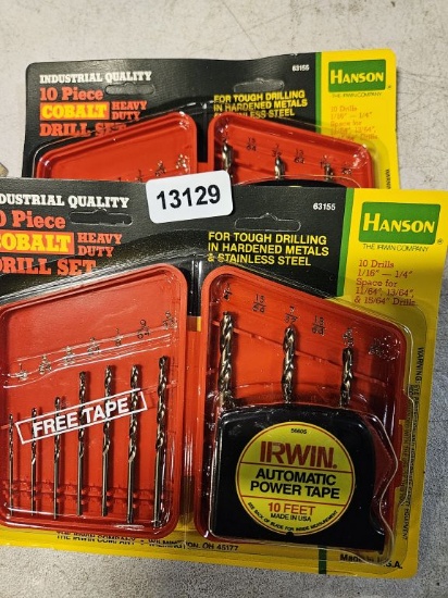 Hanson Drill Bit Set With Irwin Automatic Power Tape 10' - 2 Qty