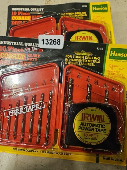 Hanson Drill Bit Set With Irwin Automatic Power Tape 10' - 2 Qty