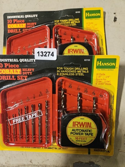 Hanson Drill Bit Set With Irwin Automatic Power Tape 10' - 2 Qty