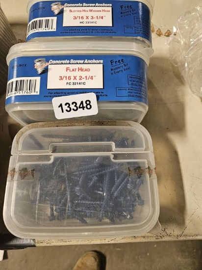 Concrete Screw Anchors Flat Head 3/16x 2-1/4" - 3 Qty