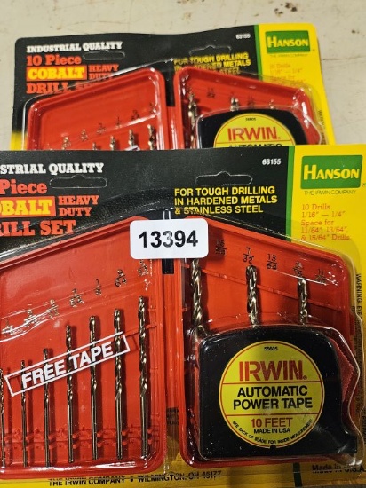 Hanson Drill Bit Set With Irwin Automatic Power Tape 10' - 2 Qty