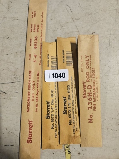 Starrett Micrometer Depth Gage, #657x 1/4" Dia. Rod - 2 & #236h-d Rod Only