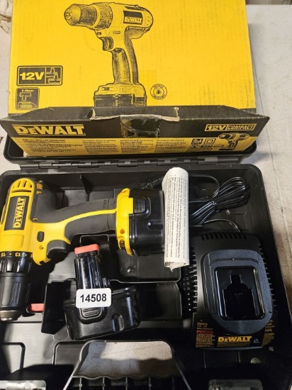Dewalt Drill, Battery, & Charger With Carrying Case