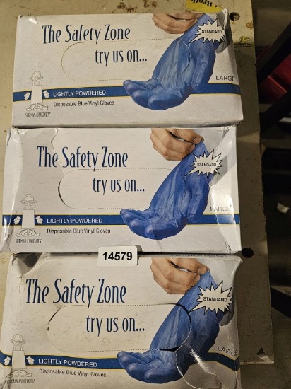 Lightly Powder Disposable Blue Vinyl Gloves - 3 Qty