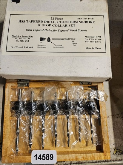 22 Pc Hss Tapered Drill, Countersink/bore & Stop Collar Set