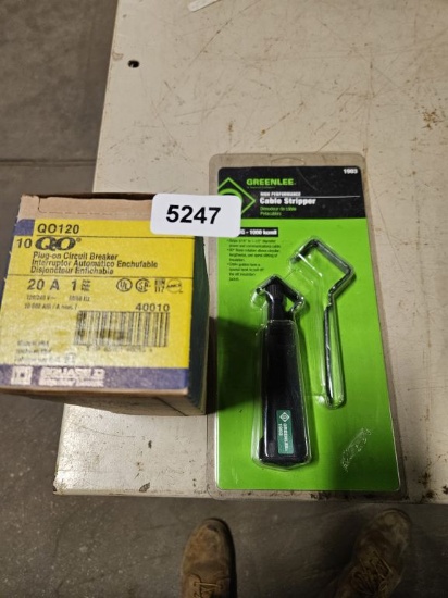 Greenlee Cable Stripper & Qo Plug-on Circuit Breaker