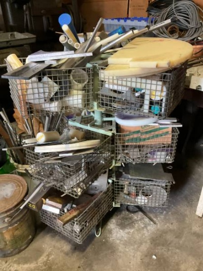 Green Metal Wire Basket Cart