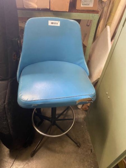 Retro Blue Swivel Bar Stool