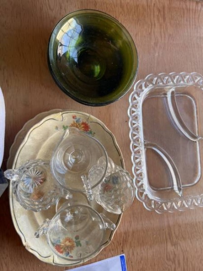 Glassware Collection Green Bowl Trays  Cups