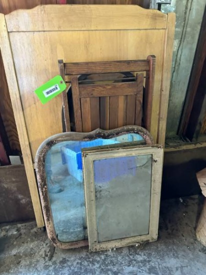 Antique Mirror Chair  Headboard Lot