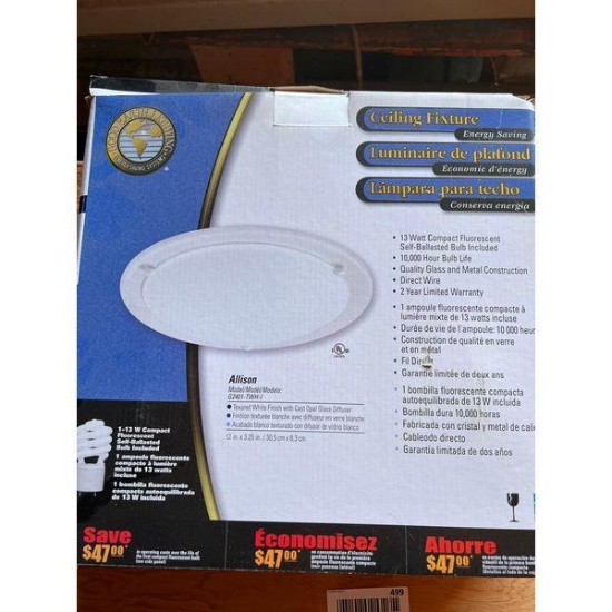 Allison Ceiling Fixture - 13 Watt Compact Fluorescent, Energy Saving