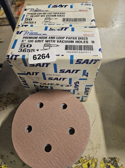 Sait Premium Hook & Loop Paper Discs 5" 100 Grit With Vacuum Holes